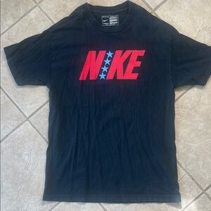 Nike Men's Black Tee with Red and Blue Logo